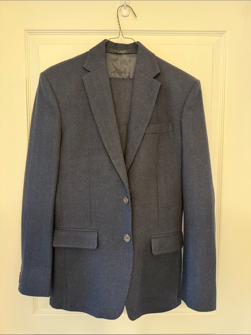 Men's Navy Two-Button Blazer and Matching Suit Pants